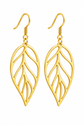 Boucles d'Oreilles Cléo – Feuilles Dorées Ciselées en Acier Inoxydable