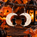 Boucles d’oreilles Halloween Lunéa – Croissant de lune et chat noir en acrylique