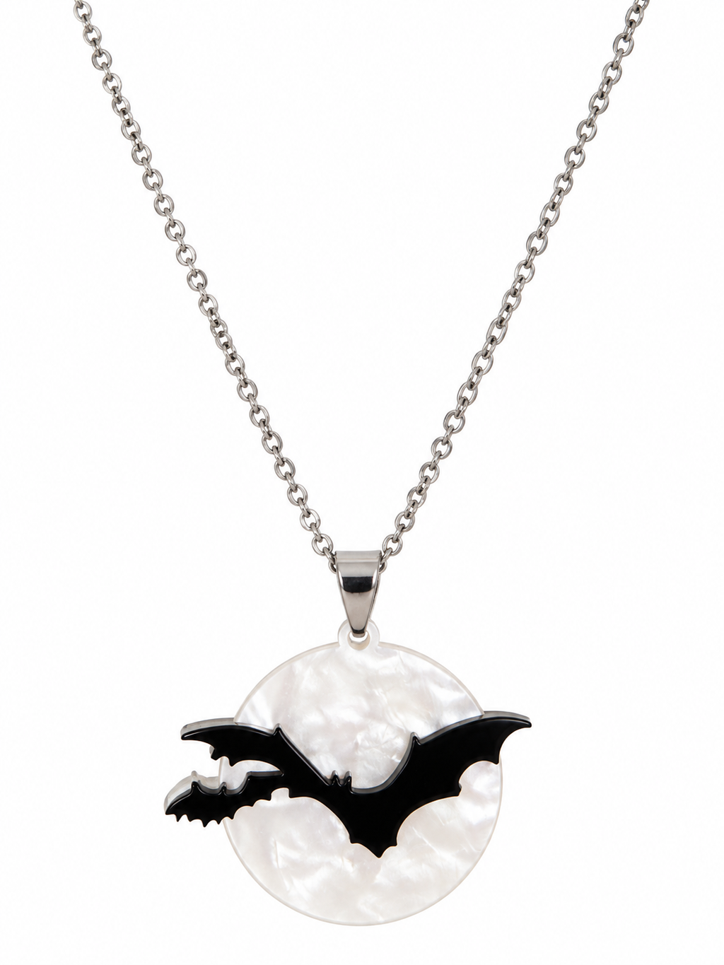 Collier Halloween Luna – Pendentif chauve-souris effet nacré