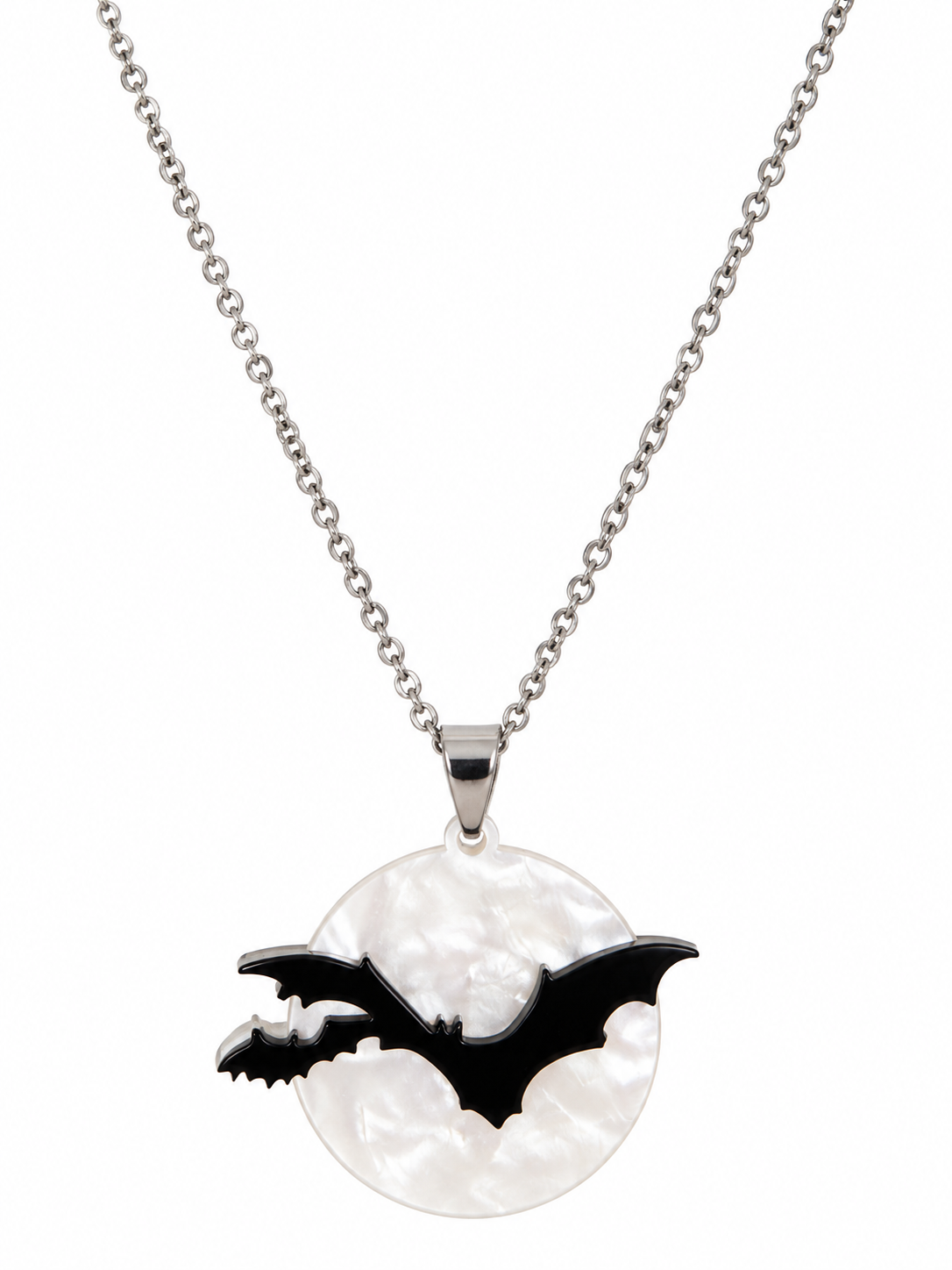 Collier Halloween Luna – Pendentif chauve-souris effet nacré